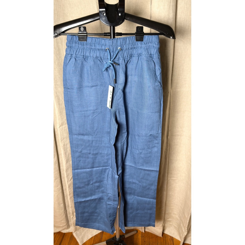 WILLIT Women's Small Blue Linen Lyocell Pull On Pants 27" Inseam NWT